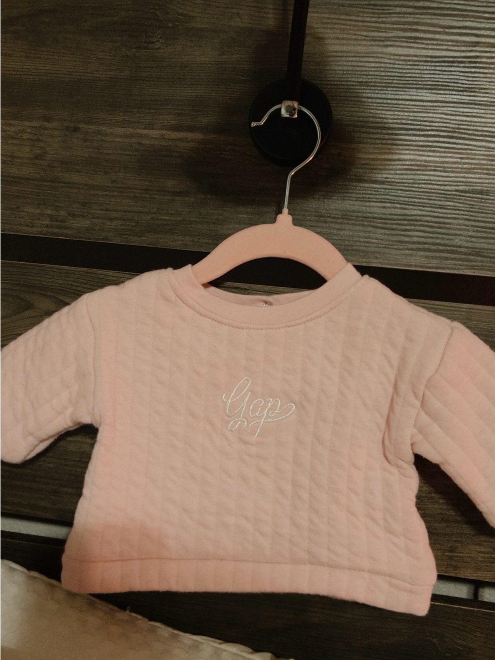 GAP Light Pink Quilted Crewneck Sweatshirt
